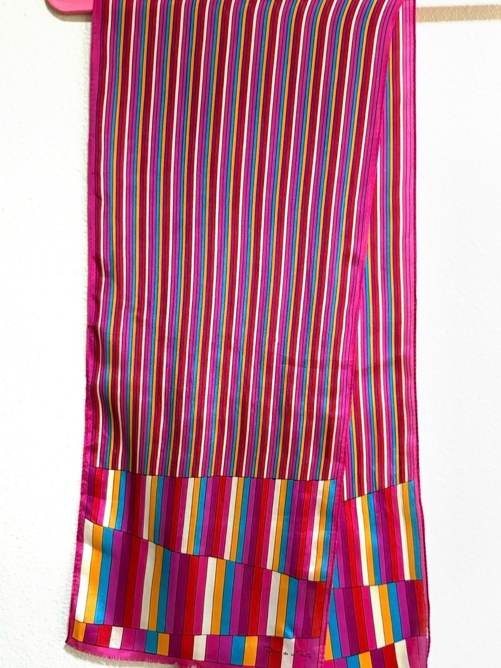 Oscar de la Renta Pink Multi-Stripe Rectangle Scarf